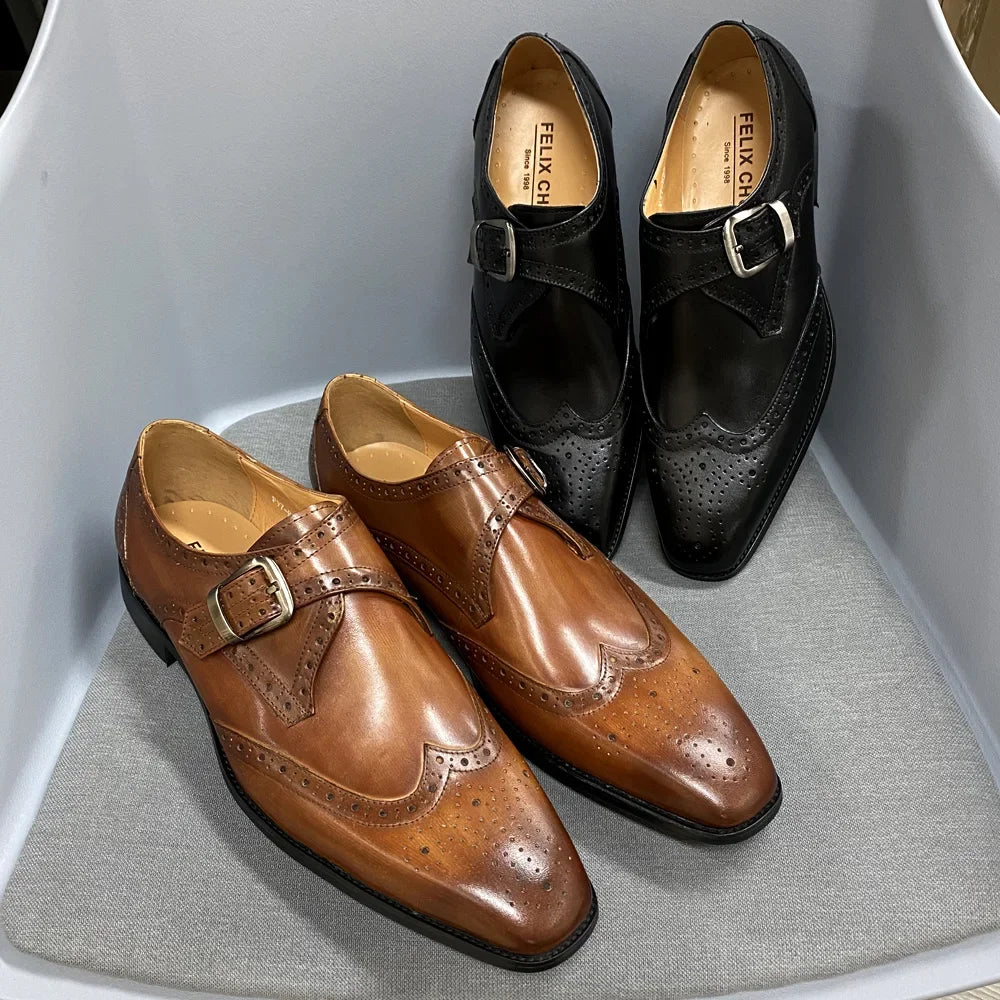 Chaussures homme en cuir à boucle brogue – CLEVI Paris