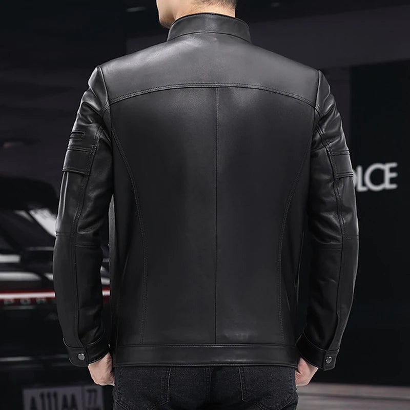 Blouson homme en cuir de mouton zippé – CLEVI Paris