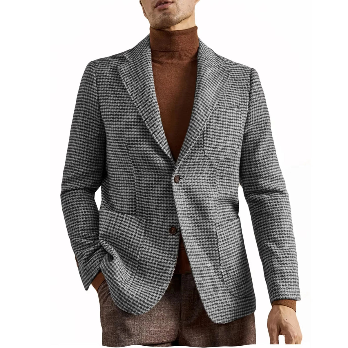 Blazer homme pied-de-poule en laine mélangée – CLEVI Paris