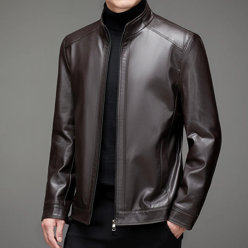 Veste homme en cuir zippée, noir ou café – CLEVI Paris