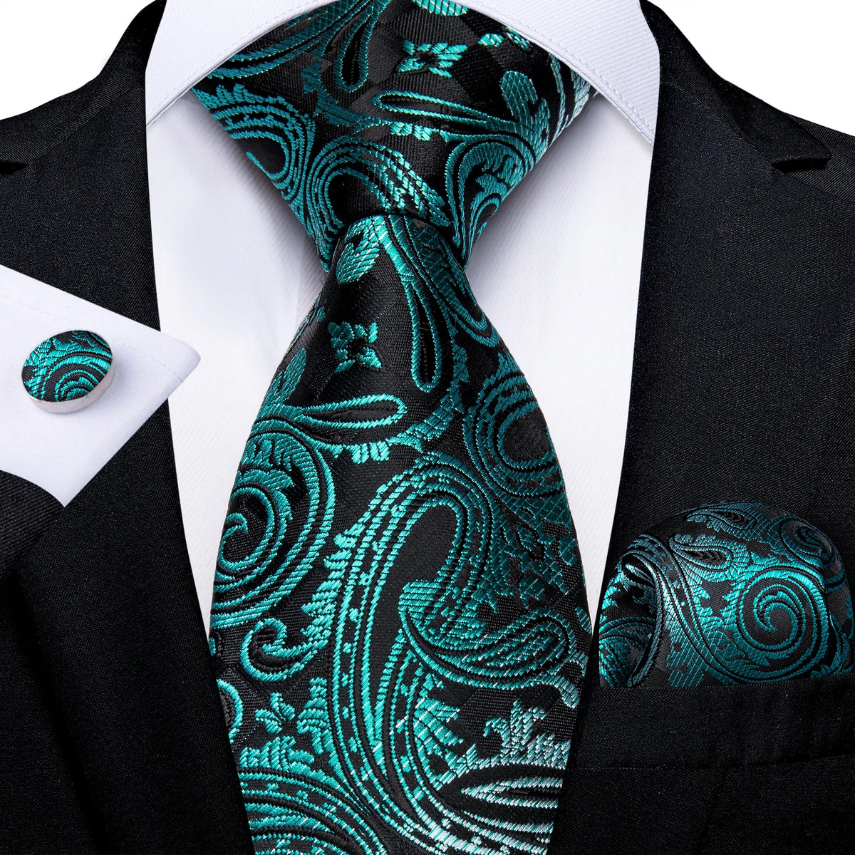 Coffret cravate homme paisley, pochette et boutons – CLEVI Paris