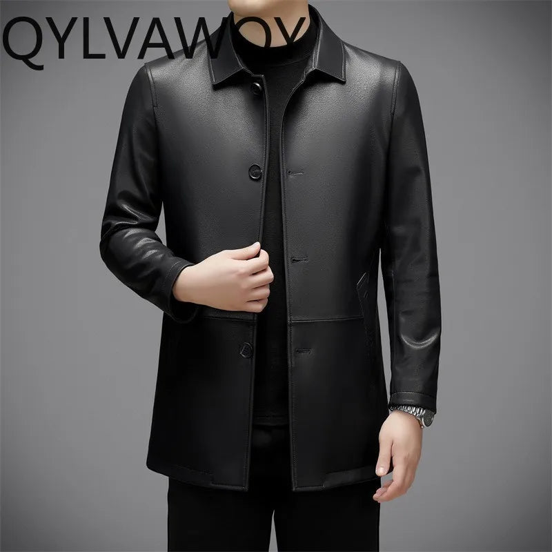 Veste homme en cuir de mouton noir – CLEVI Paris
