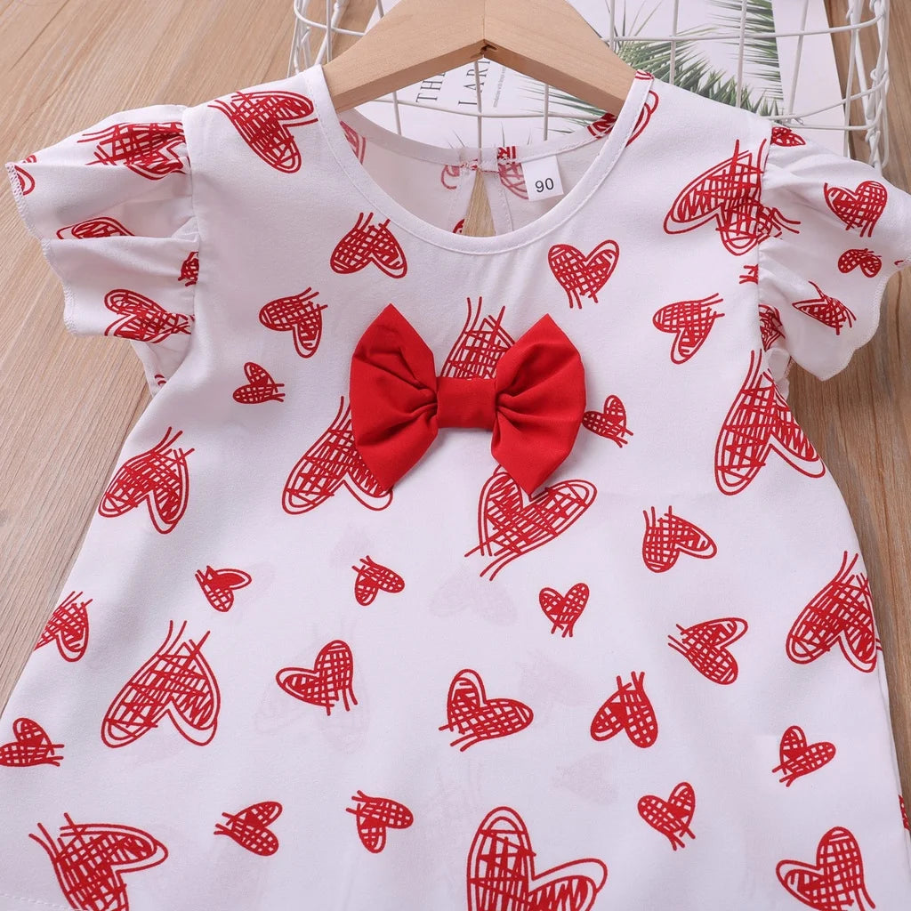 Ensemble fille rouge à cœurs et nœud – CLEVI Paris