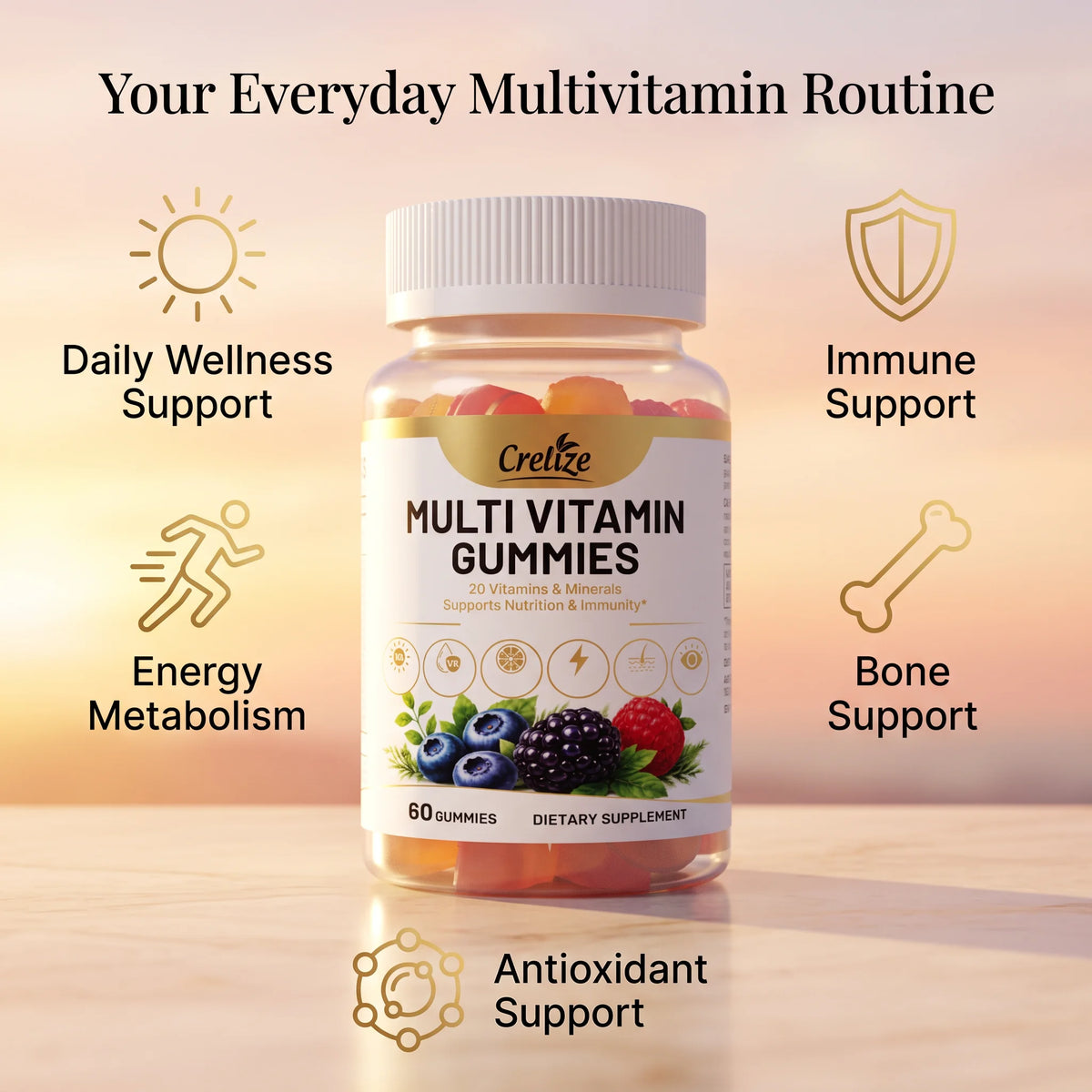 Multivitamines aux baies, 60 gommes – CLEVI Paris