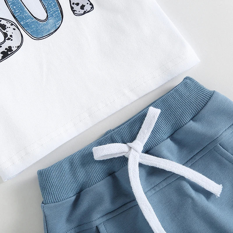 Ensemble bébé garçon blanc et bleu imprimé – CLEVI Paris