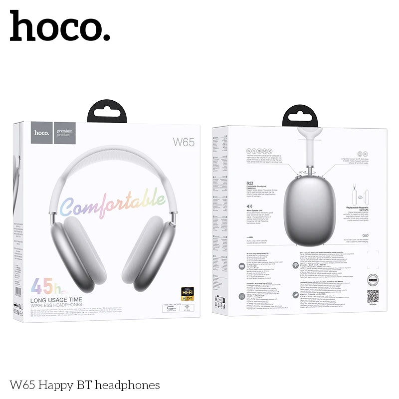Casque Bluetooth HOCO W65 Happy 45H Tissu BT 5.4 – CLEVI Paris