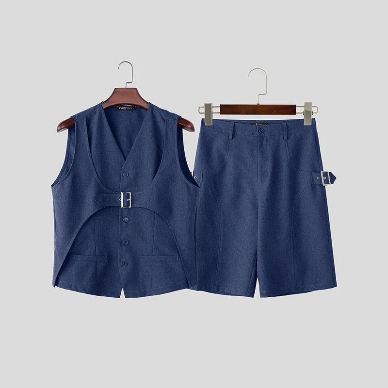 Ensemble 2 Pièces Homme Débardeur Col V Sans Manches + Short Taille Élastique Casual Streetwear 3 Coloris – CLEVI Paris