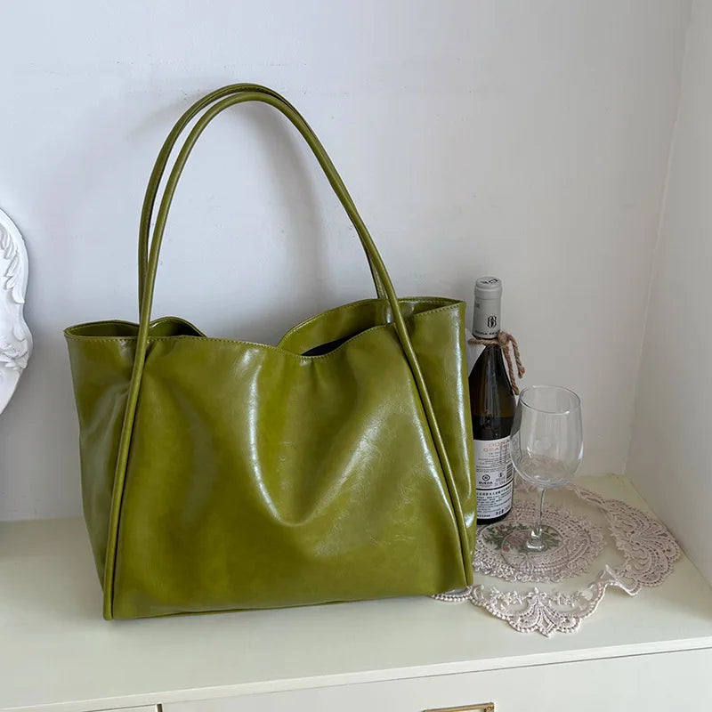 Grand Sac À Main PU Souple Femme Voyage 37x30cm Fermoir Hasp 3 Coloris – CLEVI Paris
