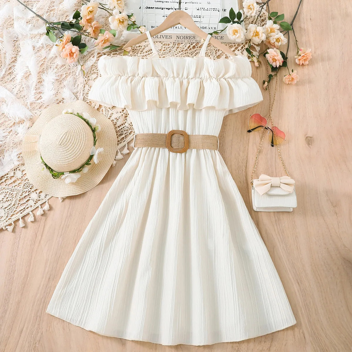 Robe fille évasée à épaules dégagées – CLEVI Paris
