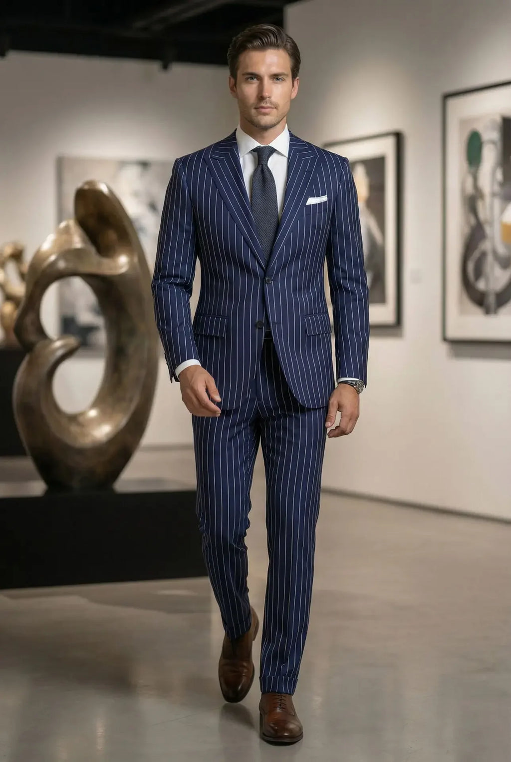 Costume bleu marine rayures – CLEVI Paris