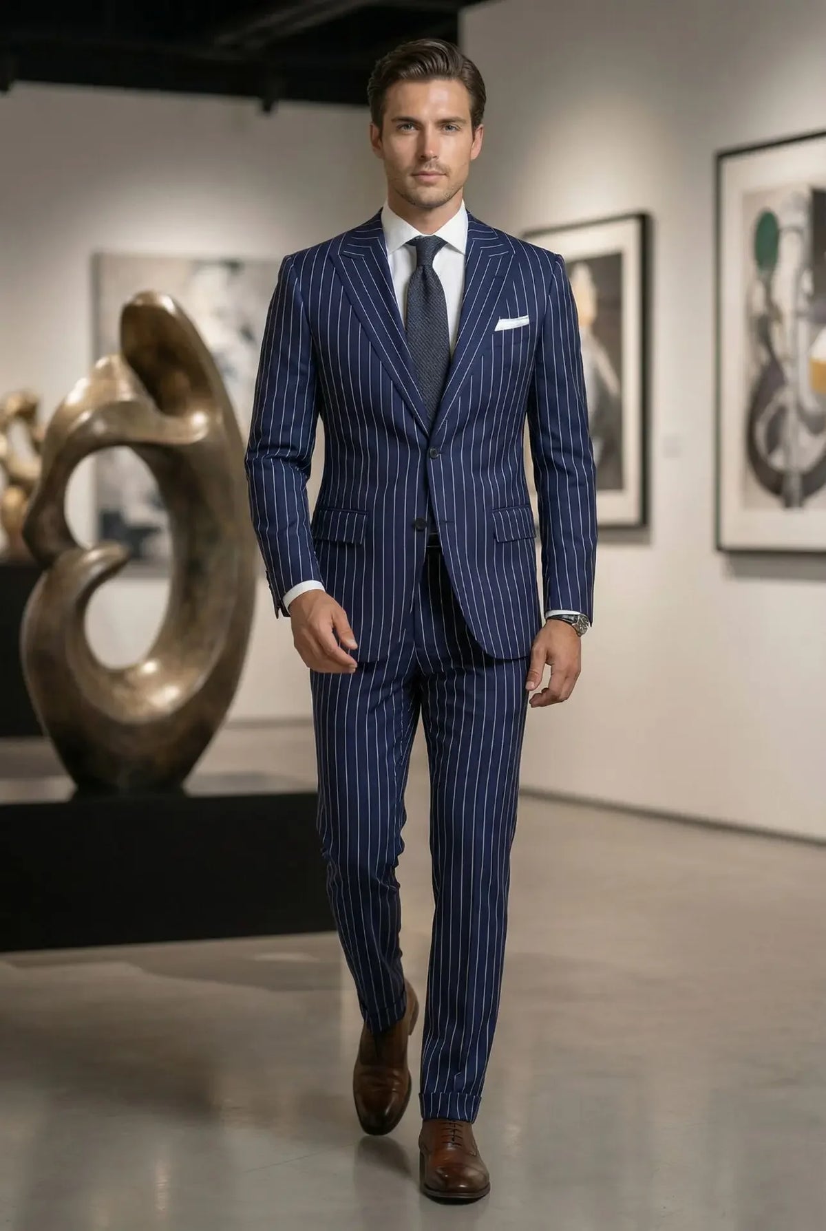 Costume bleu marine rayures – CLEVI Paris