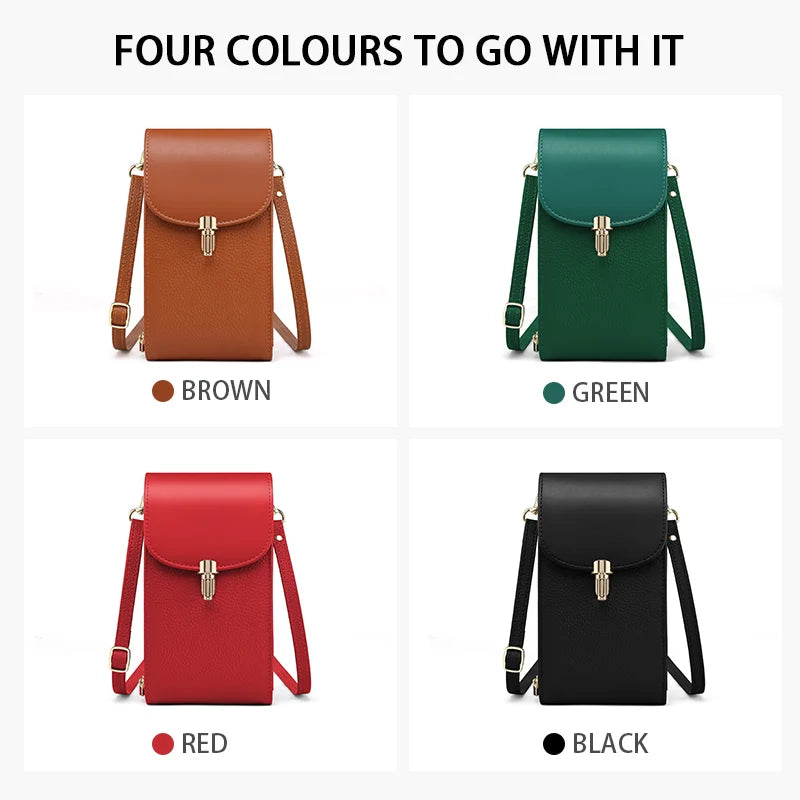 Mini Sac Téléphone Femme Cuir Véritable Motif Litchi 8 Cartes Poche Zipée 4 Coloris – CLEVI Paris