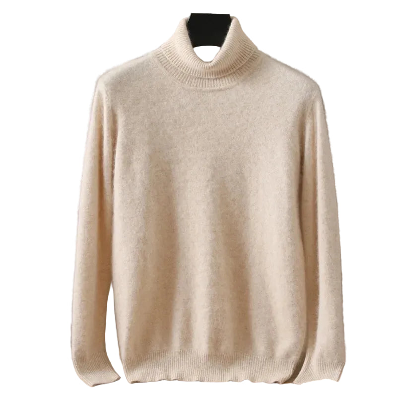 Pull homme à col roulé en maille unie – CLEVI Paris