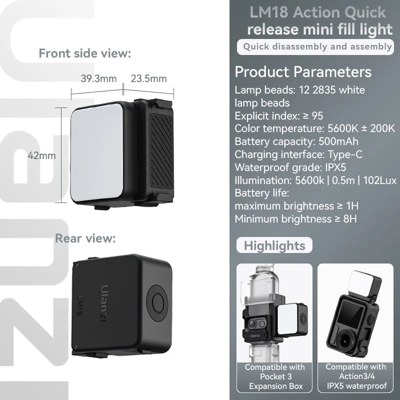 Lampe LED Ulanzi LM18 pour DJI Osmo – CLEVI Paris
