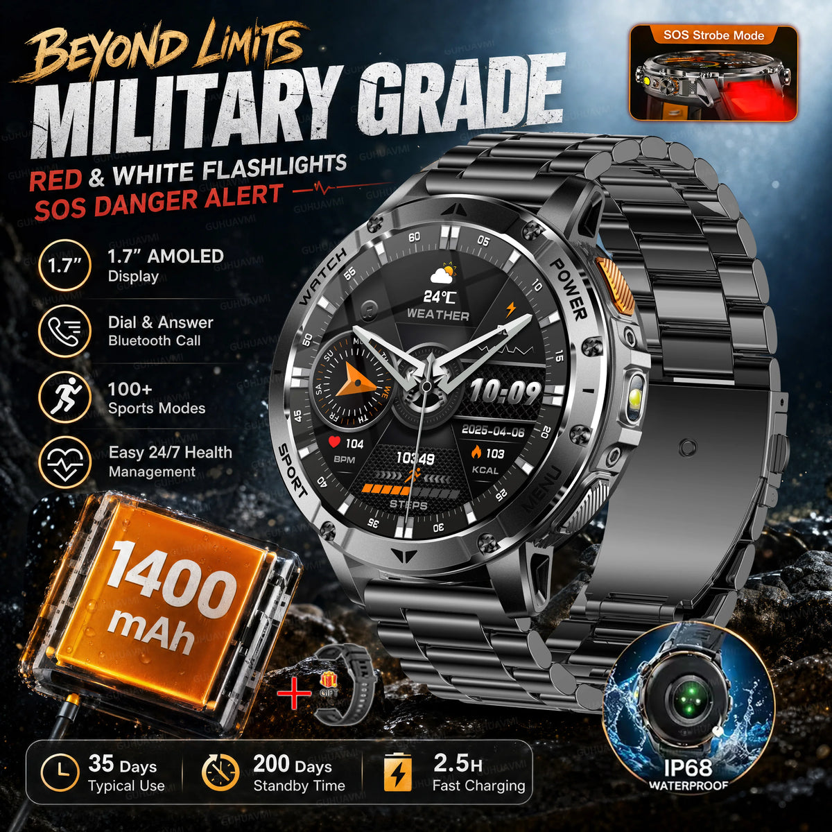 Montre AK112 AMOLED 1,7″ 1400 mAh – CLEVI Paris