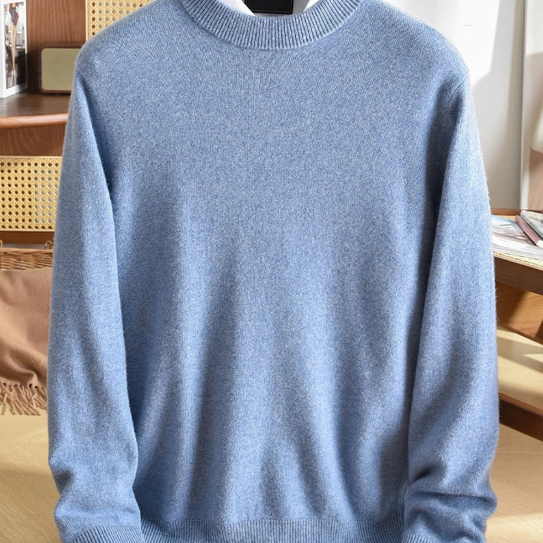Pull homme en cachemire uni col rond – CLEVI Paris