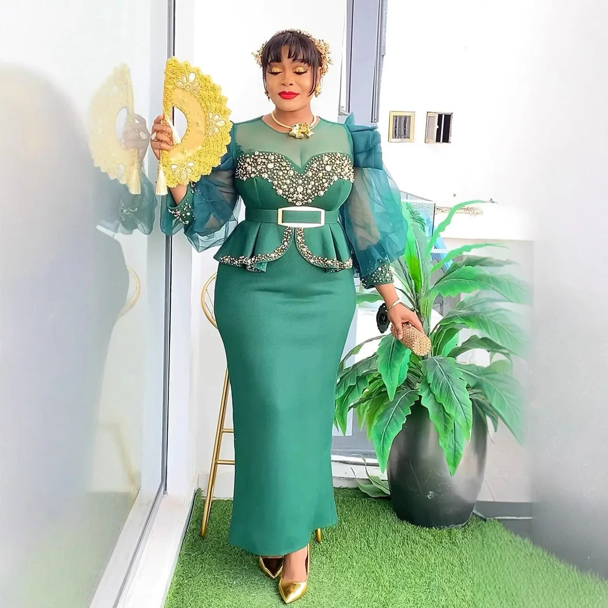 Robe longue africaine de soirée – CLEVI Paris