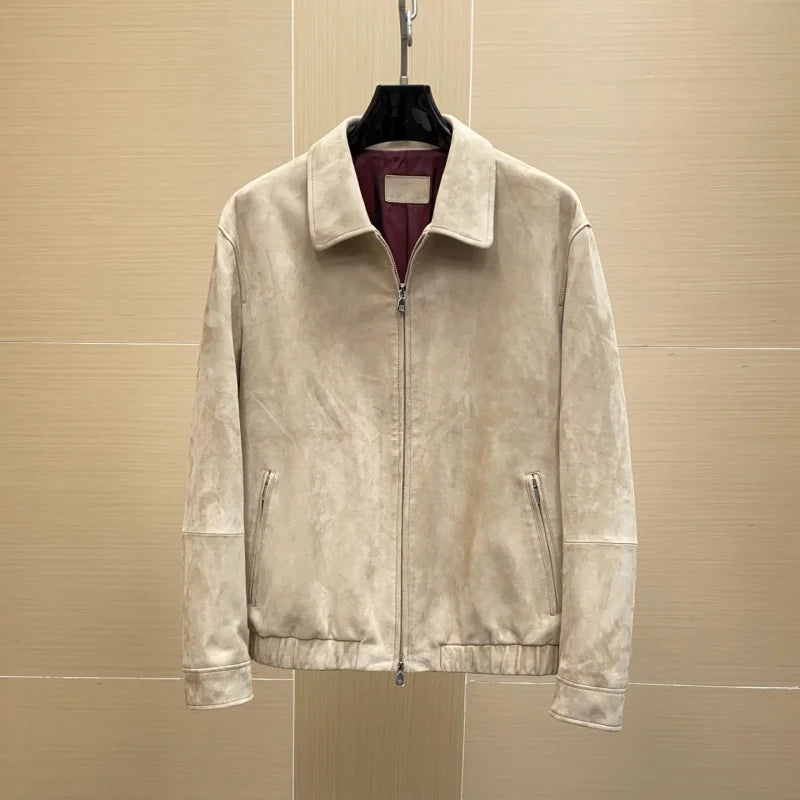 Blouson homme aspect daim à col rabattu – CLEVI Paris