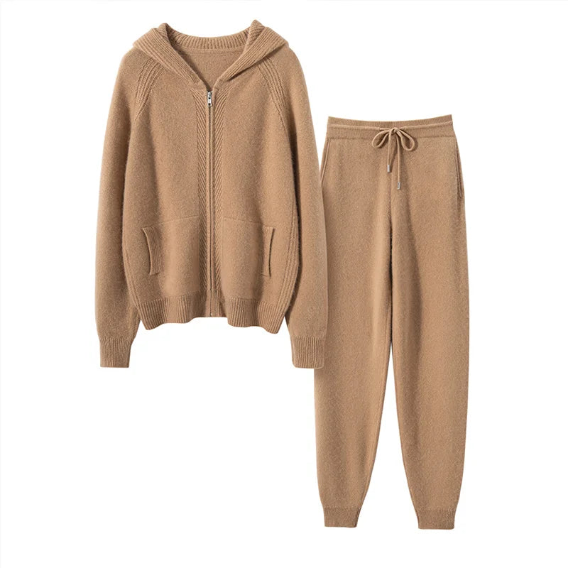Ensemble femme en maille, cardigan et pantalon – CLEVI Paris