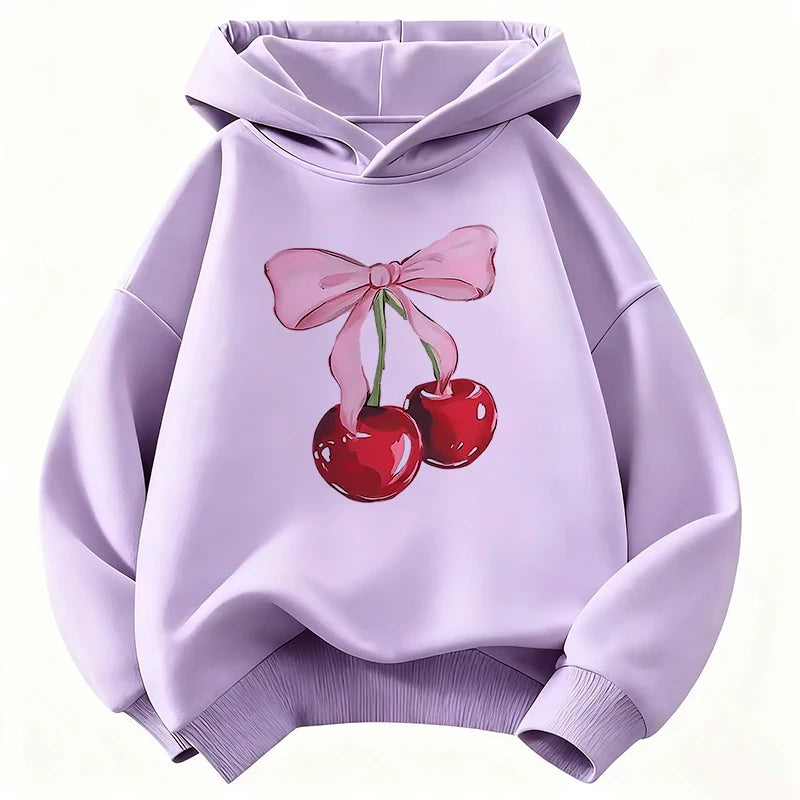 Sweat à capuche enfant motif cerise – CLEVI Paris