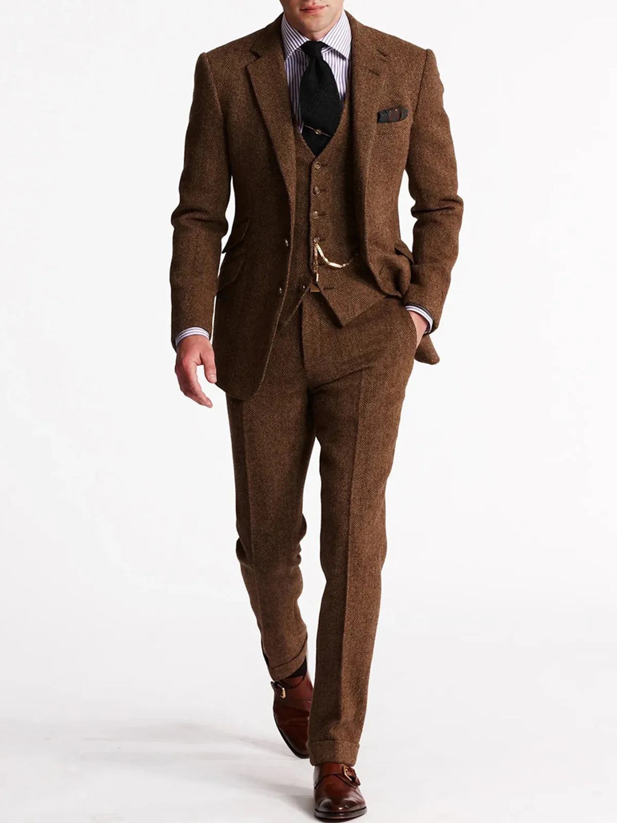 Costume homme en tweed 3 pièces – CLEVI Paris