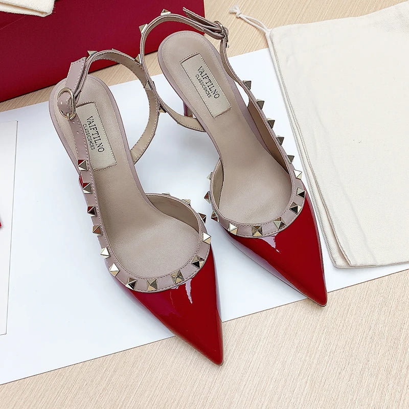 Escarpins ouverts femme à bride et rivets – CLEVI Paris