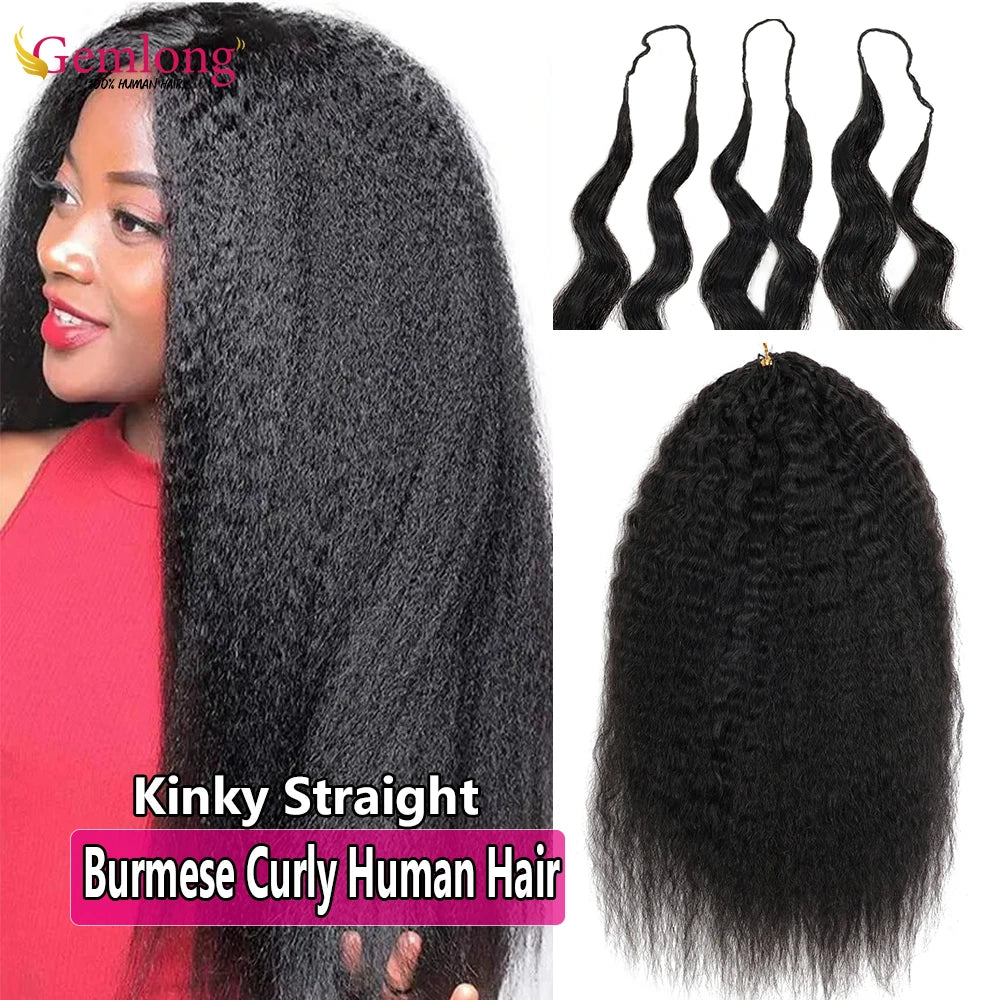 Extensions Crochet Kinky Straight Cheveux Humains Birmans Remy Hair Pré-Séparées Knotless 16-26 Pouces – CLEVI Paris