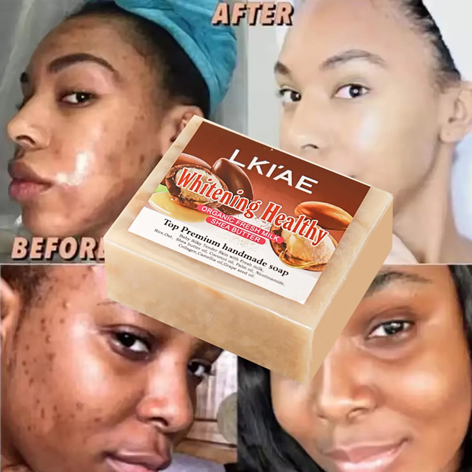 Savon Artisanal AILKE Lait Frais & Beurre de Karité 150g – Éclaircissant & Hydratant – CLEVI Paris