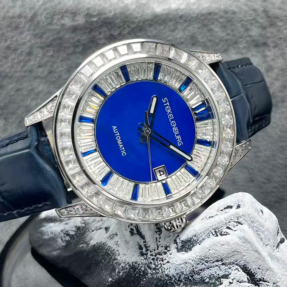 Montre Homme Luxe Automatique HUAYRA – Diamants Bracelet Cuir Lumineuse Étanche – CLEVI Paris