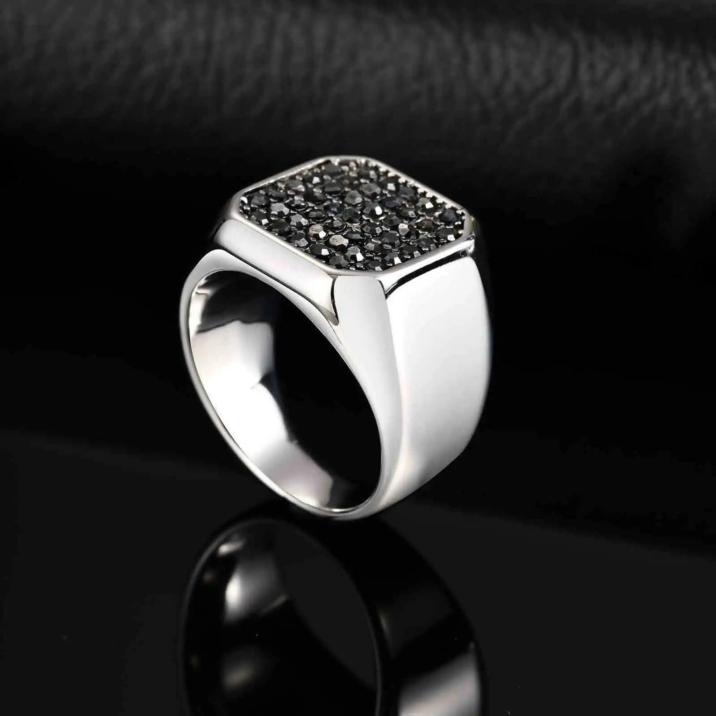 Bague Homme Zircon Gris Acier Inoxydable – CLEVI Paris