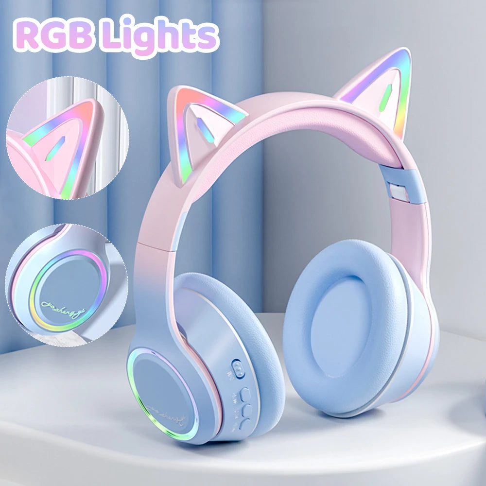 Casque Bluetooth Chat RGB Fille Enfant Micro Pliable – CLEVI Paris