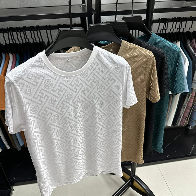T-shirt Homme Soie Glacée Col Rond Manches Courtes – Léger Respirant Anti-Transpiration – 3 Coloris, M à 4XL – CLEVI Paris