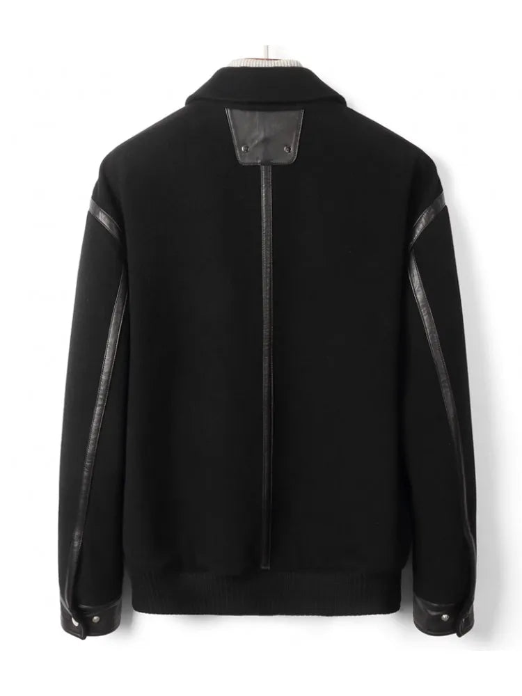 Blouson homme en laine à détails contrastés – CLEVI Paris