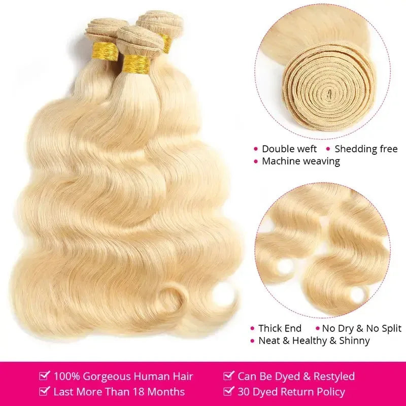 Mèches Body Wave 1B/613 Blonde Naturelle 100% Cheveux Humains – CLEVI Paris