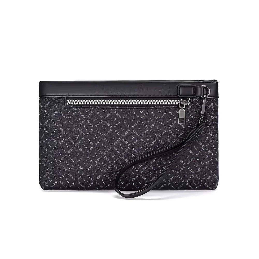 Pochette homme noire en croûte de cuir – CLEVI Paris