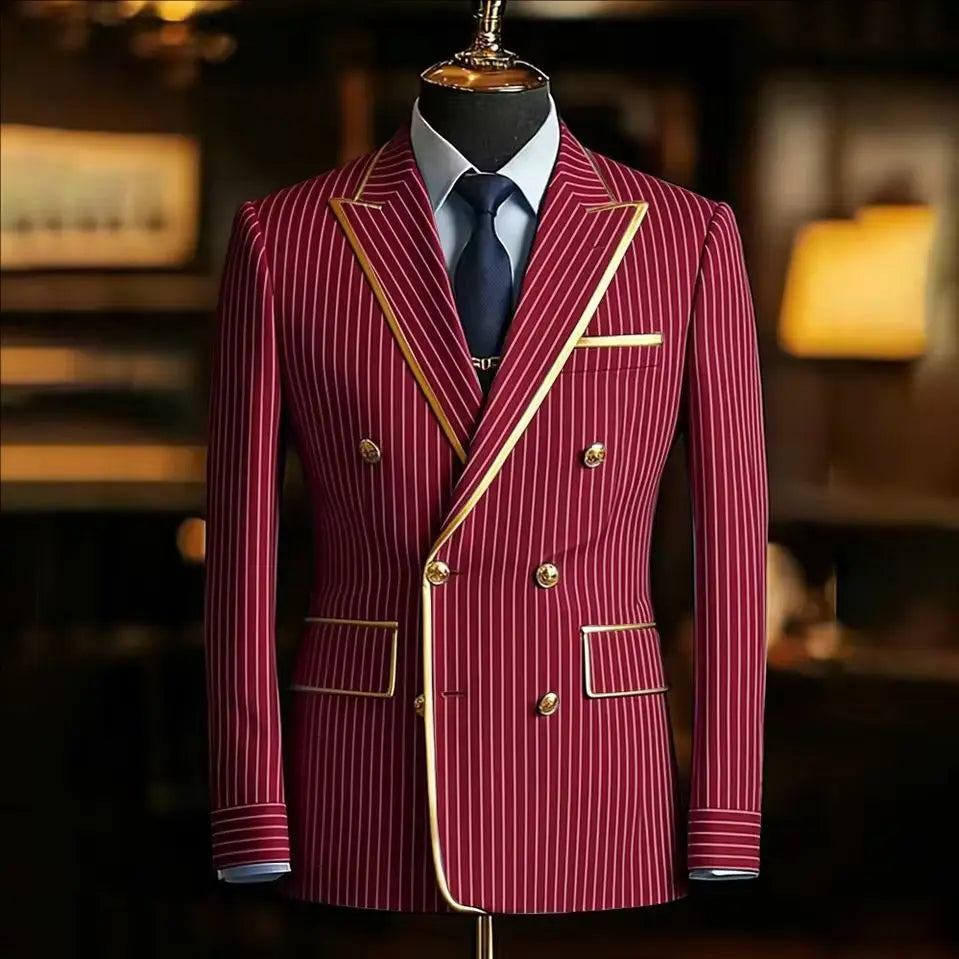 Costume rayé croisé homme – CLEVI Paris