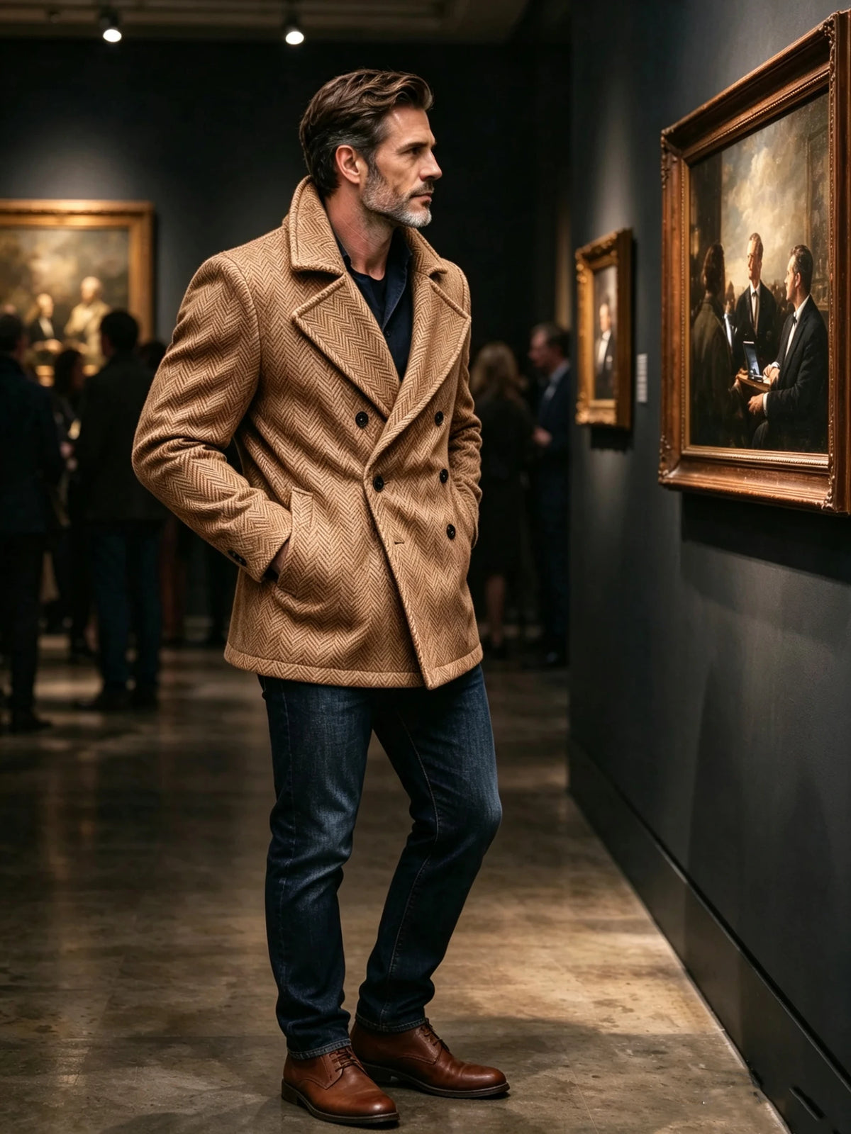 Manteau homme court à chevrons en laine mélangée – CLEVI Paris