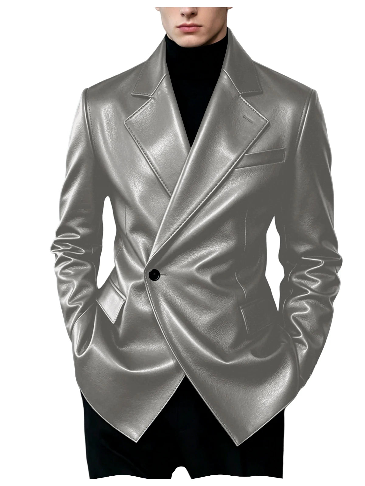 Blazer homme en similicuir, coupe ajustée – CLEVI Paris