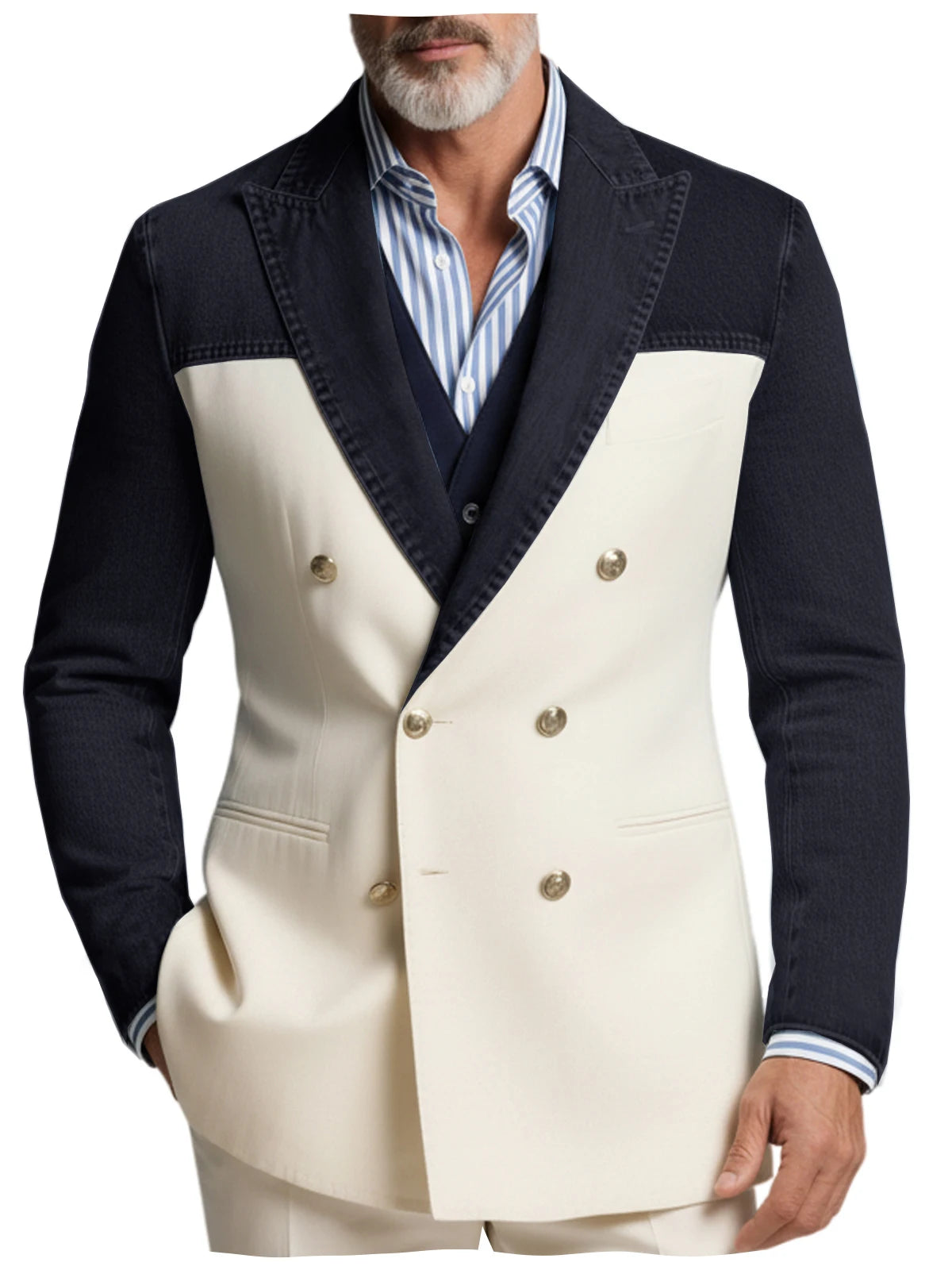 Blazer croisé manches denim homme – CLEVI Paris