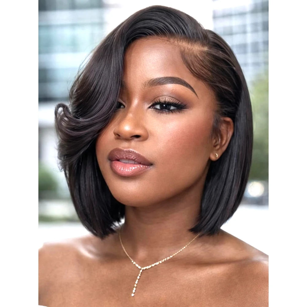 Perruque bob lisse en cheveux humains – CLEVI Paris