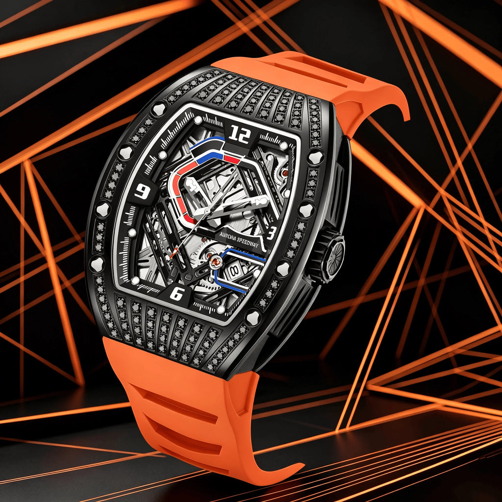 Montre Homme Sport Squelette Automatique HANBORO 9036 – Tonneau Étanche 5 Bars Lumineuse – CLEVI Paris
