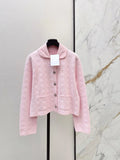 Cardigan femme rose à losanges en relief – CLEVI Paris