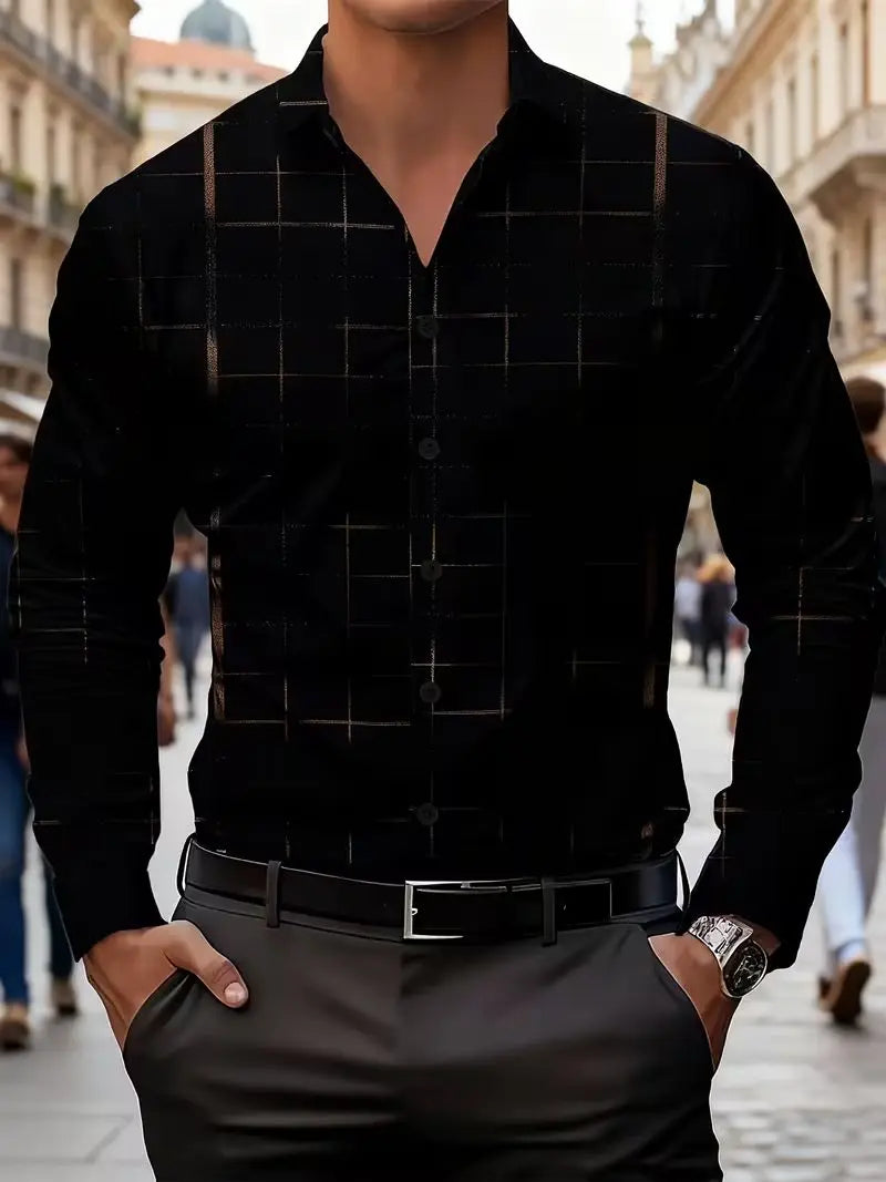 Chemise homme rayée en polyester – CLEVI Paris