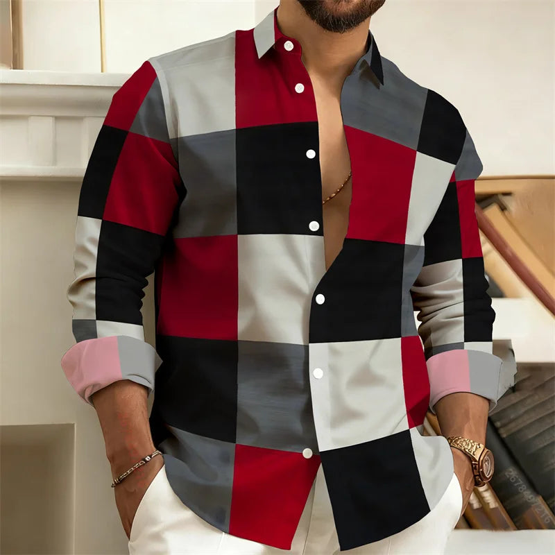 Chemise homme imprimée géométrique – CLEVI Paris