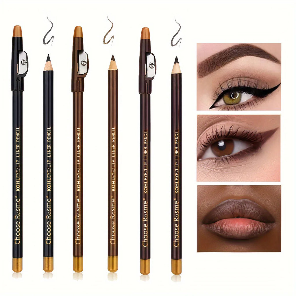 Kit Maquillage 3-en-1 – Crayon Sourcils, Eye-Liner & Lèvres Waterproof Longue Tenue + Taille-Crayon – CLEVI Paris
