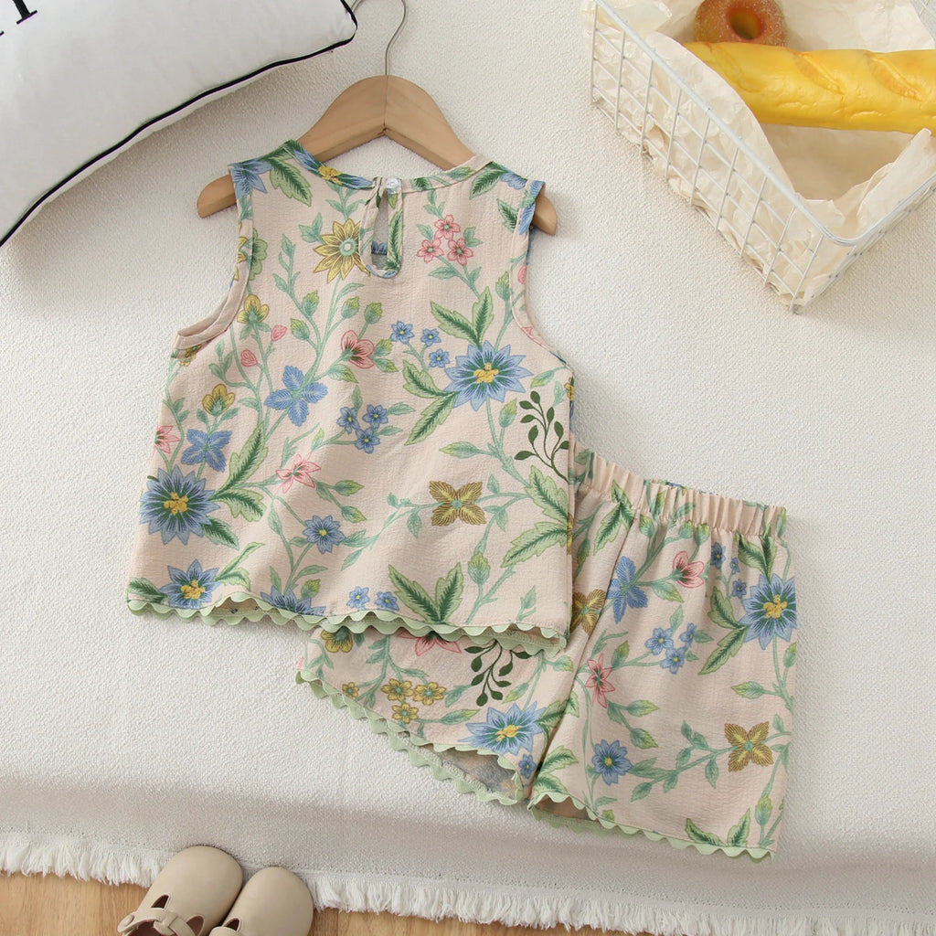 Ensemble fille fleuri haut et short dentelle – CLEVI Paris