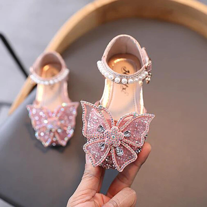 Sandales fille à paillettes et nœud strass – CLEVI Paris