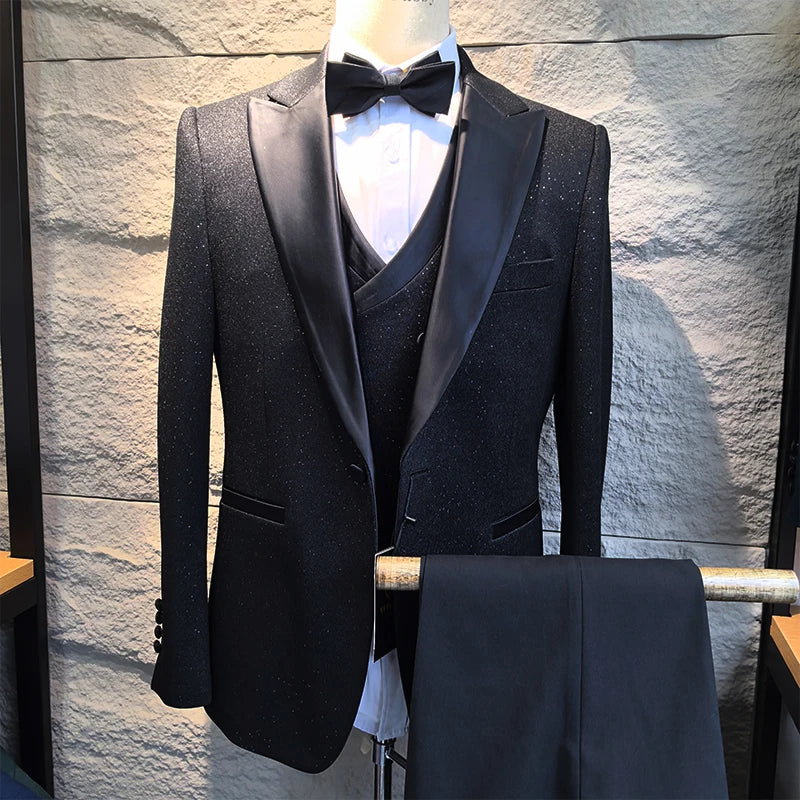Costume homme noir 3 pièces – CLEVI Paris