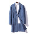 Manteau homme bleu en laine et alpaga – CLEVI Paris