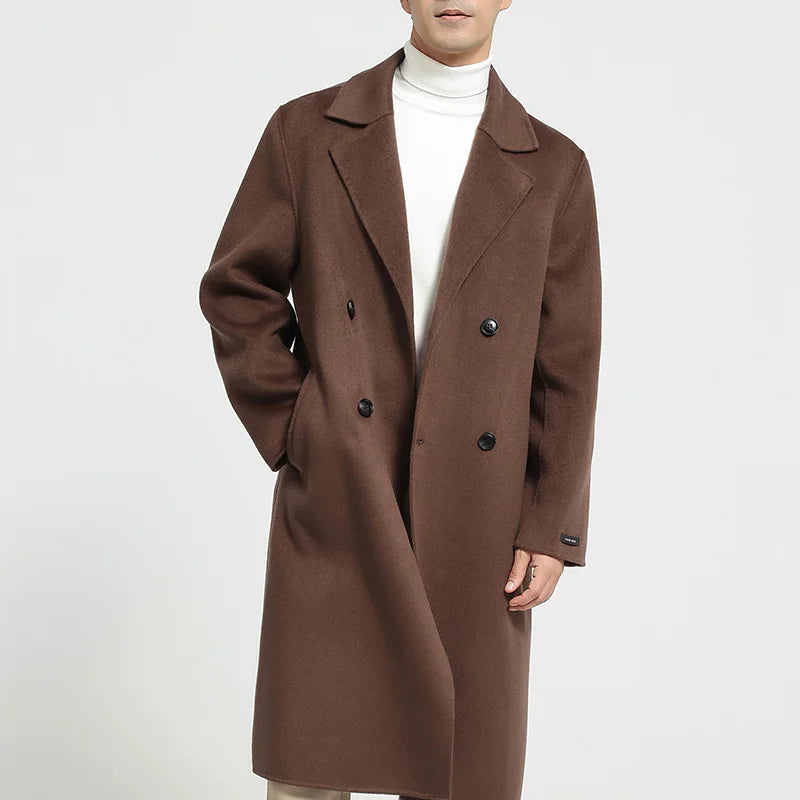 Manteau long homme cachemire double boutonnage – CLEVI Paris
